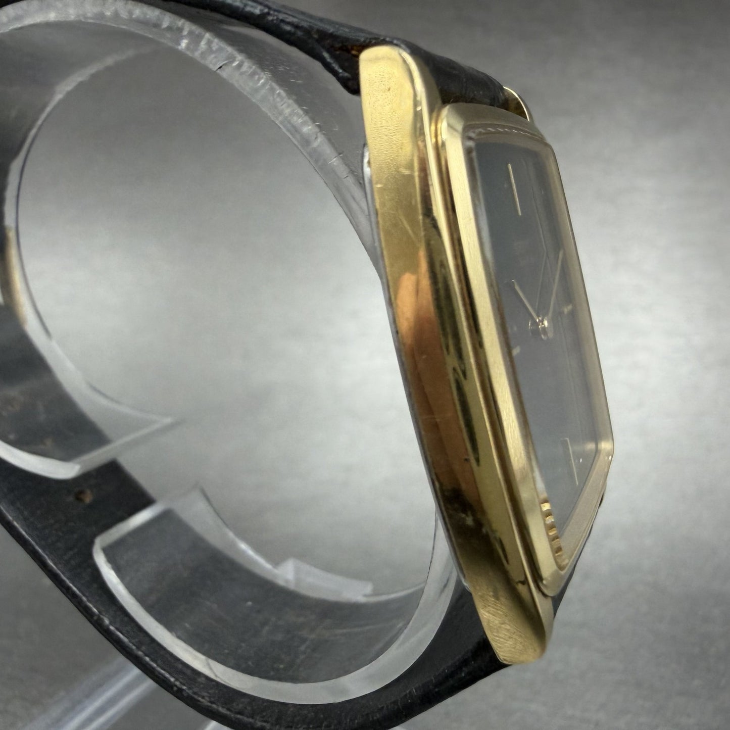 Seiko Tank Watch Men 30mm Blue Dial Gold Tone Rectangle 7800-5309 New Battery3