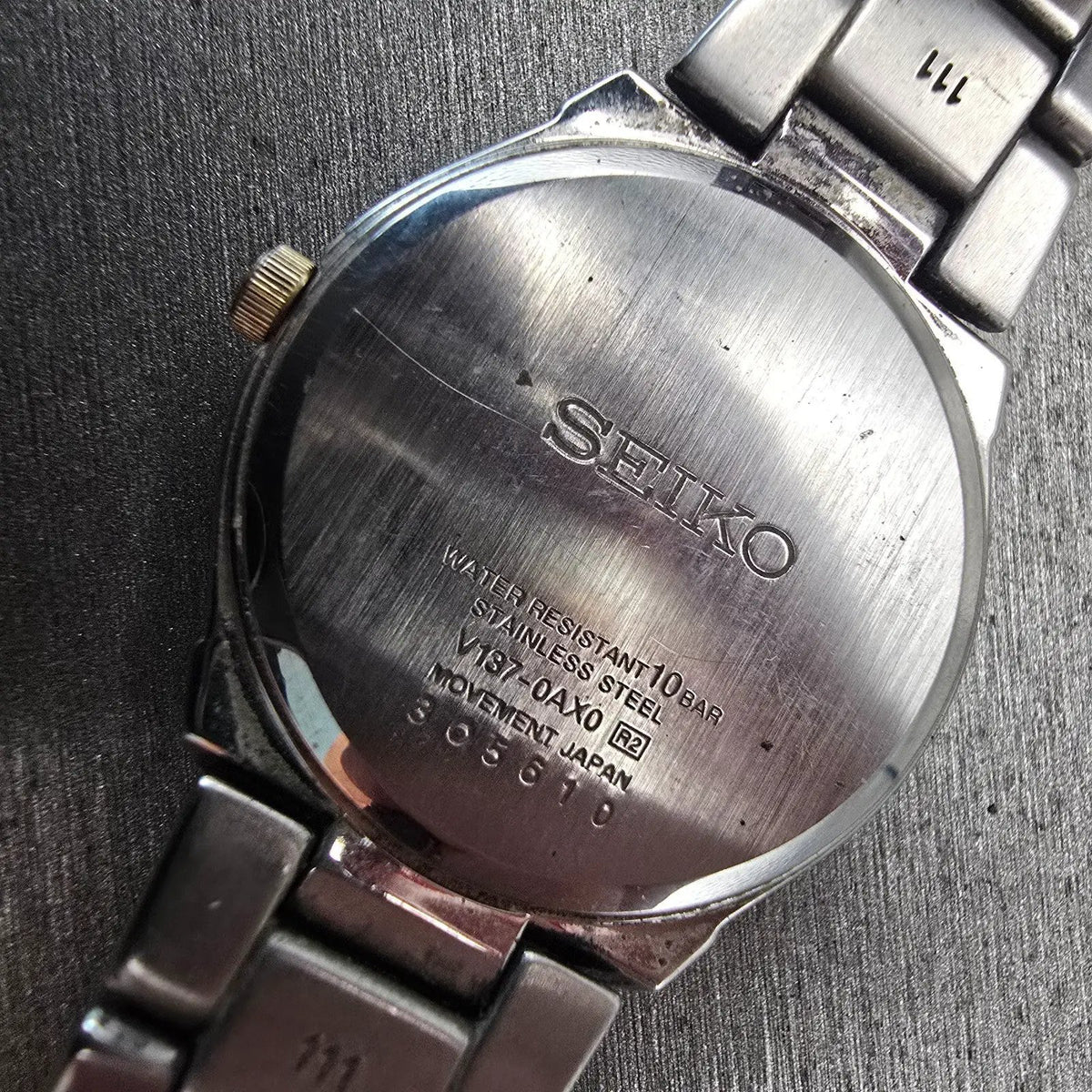 Seiko Solar Watch Women 30mm White Dial Two Tone Date Round V137-0AX0 Works 12310