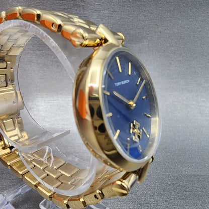 Tory Burch Kira Watch Women 30mm Blue Dial Gold Tone Round TBW2043 Quartz4