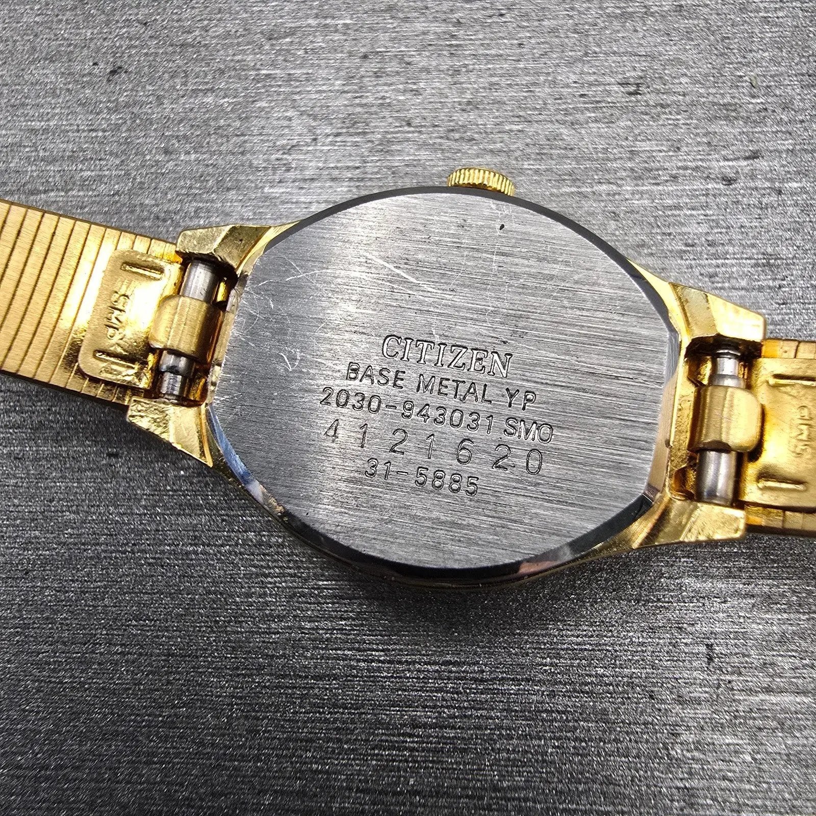 Citizen CQ Watch Women 19mm Gold Dial Gold Tone Oval 2030-943031 New Battery10
