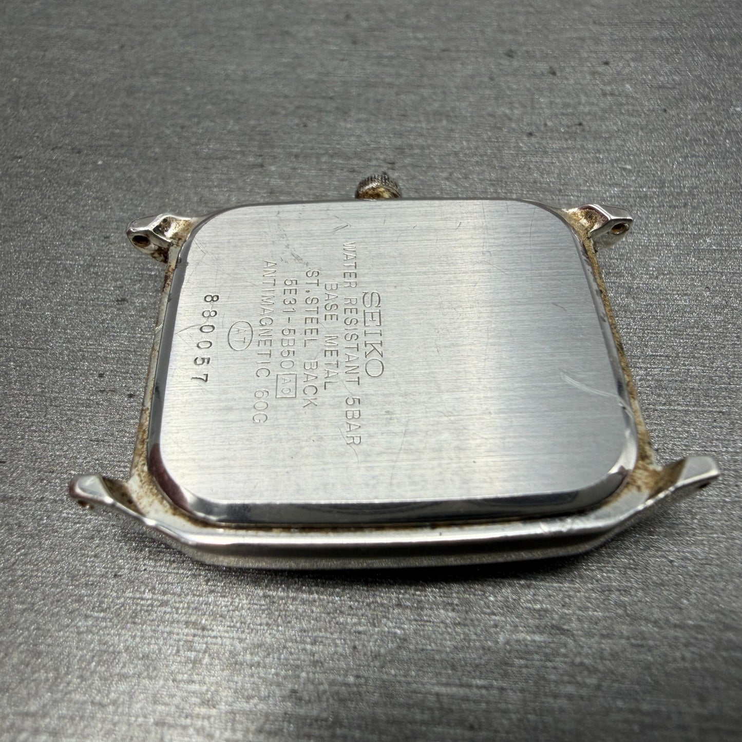 Seiko Spirit Tank Watch Men 27mm Silver Dial Silver Tone 5E31-5B50 PARTS13