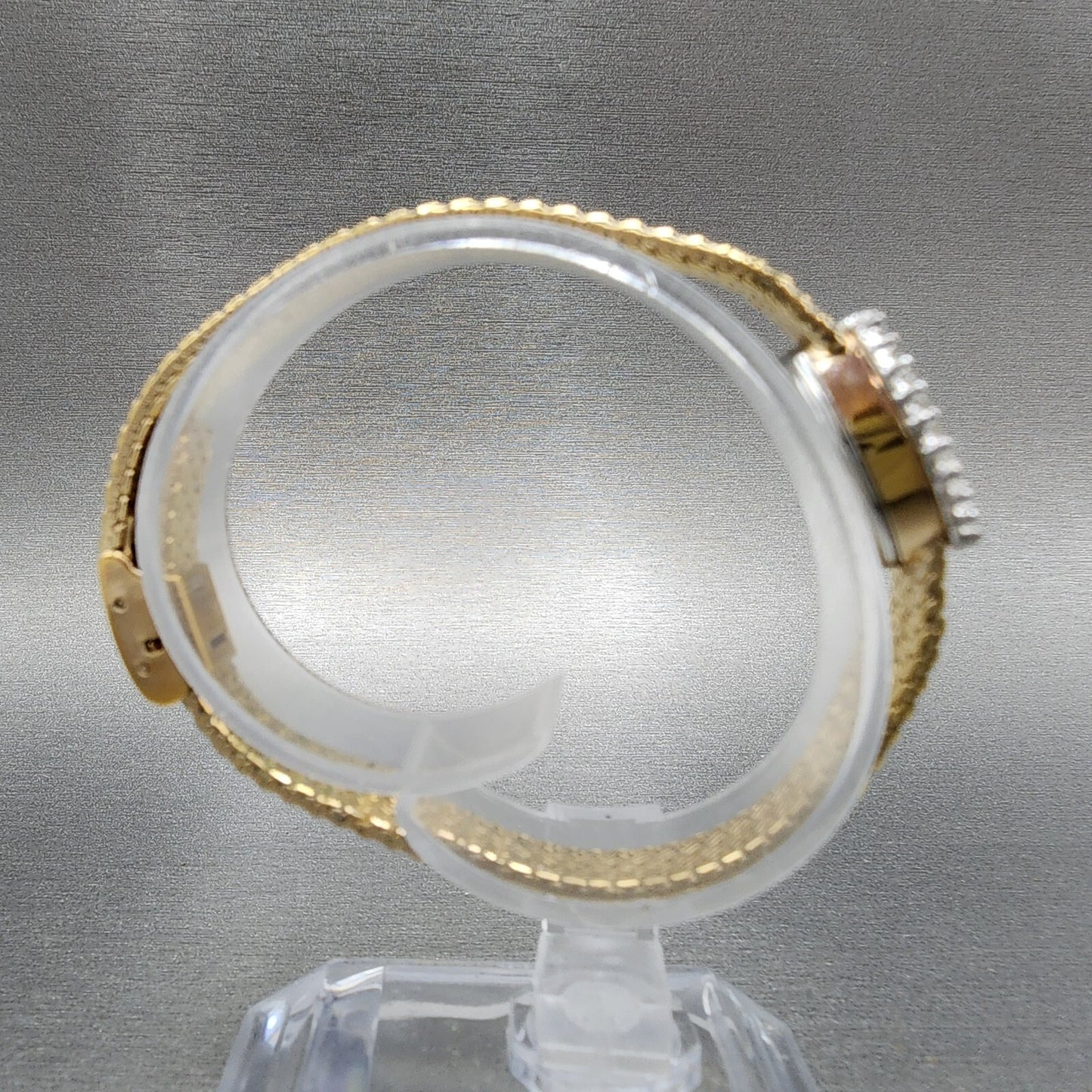 Gruen Precision Watch Women 14mm Gold Dial Gold Tone Diamond Bezel New Battery8