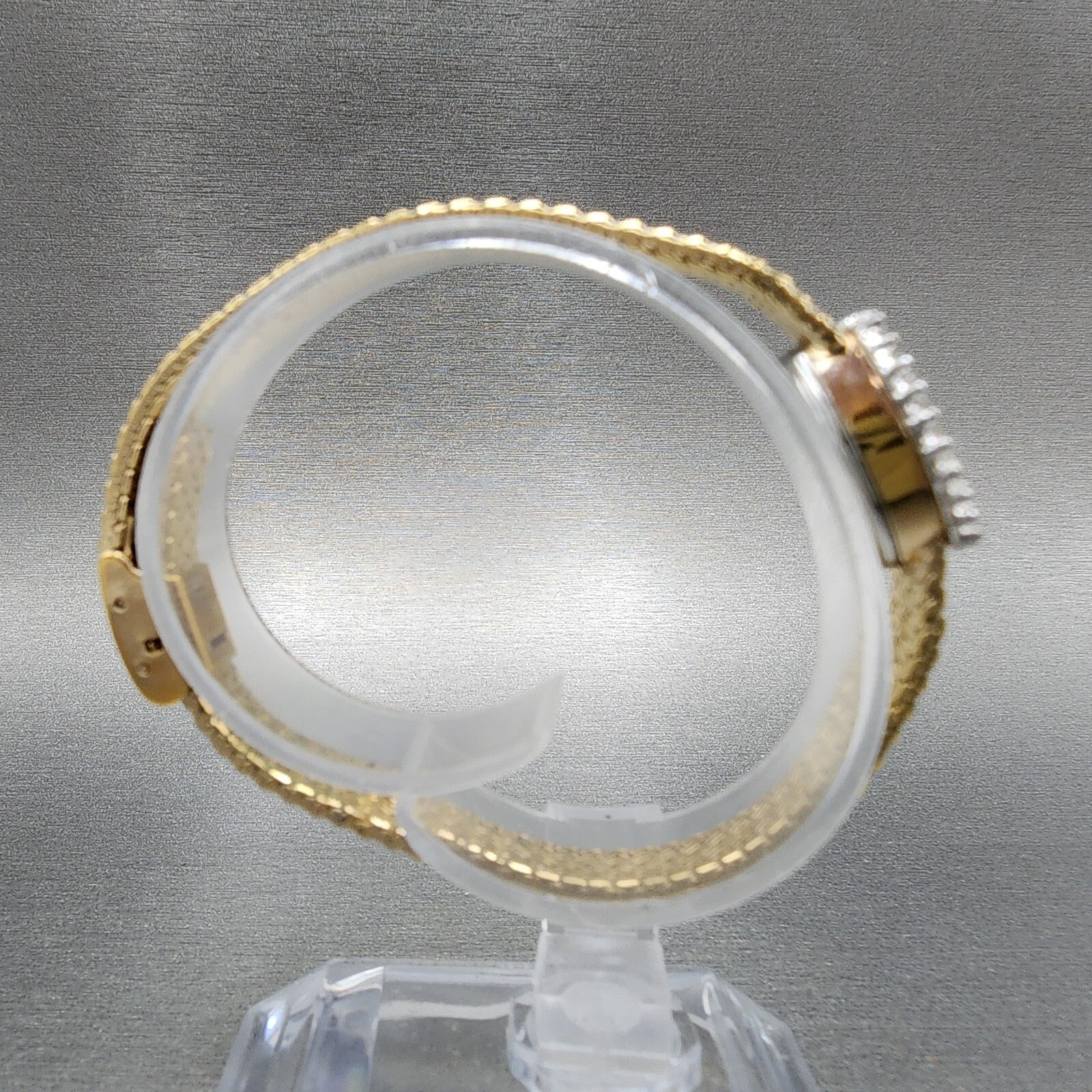Gruen Precision Watch Women 14mm Gold Dial Gold Tone Diamond Bezel New Battery8