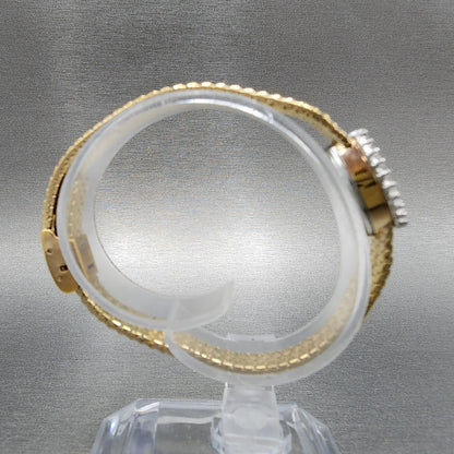 Gruen Precision Watch Women 14mm Gold Dial Gold Tone Diamond Bezel New Battery8