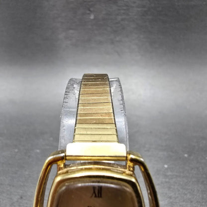 Bulova Dior Tank Watch Women 25mm Champagne Dial Gold Tone Manual PARTS Vintage5