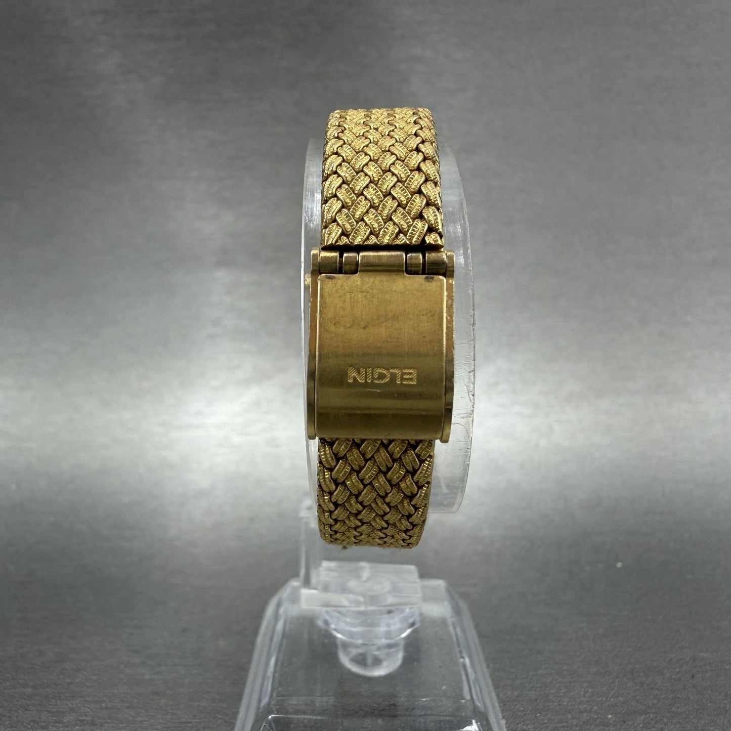 Elgin Watch Women 19mm Gold Dial Gold Tone Rectangle FK283 New Battery VTG7