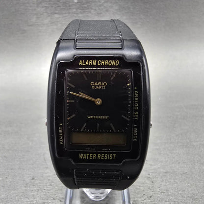 Casio AQ-47 Watch Men 30mm Black Dial Black Analog Digital Alarm Chrono PARTS0