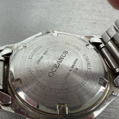 Casio Oceanus Dive Watch Men 38mm White Dial Steel Date Round OC-700 New Battery9