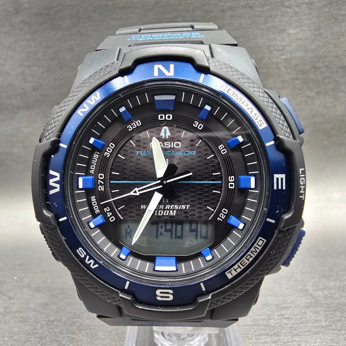 Casio SGW-500H Watch Men 46mm Black Blue Compass Thermometer Chrono New Battery1