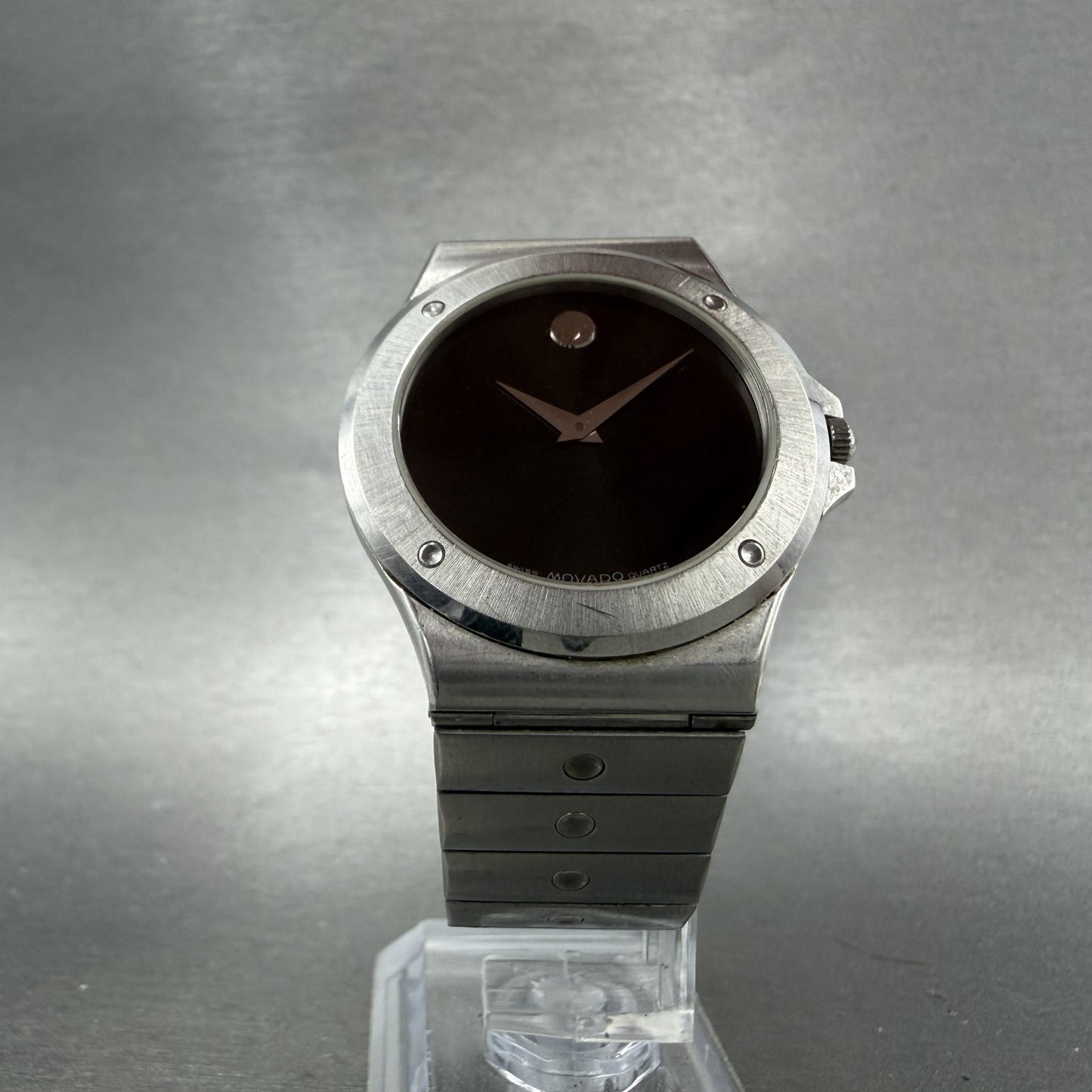 Movado Museum watch Men 34mm Black Dial Steel Round 84.65.877.2 New Battery5