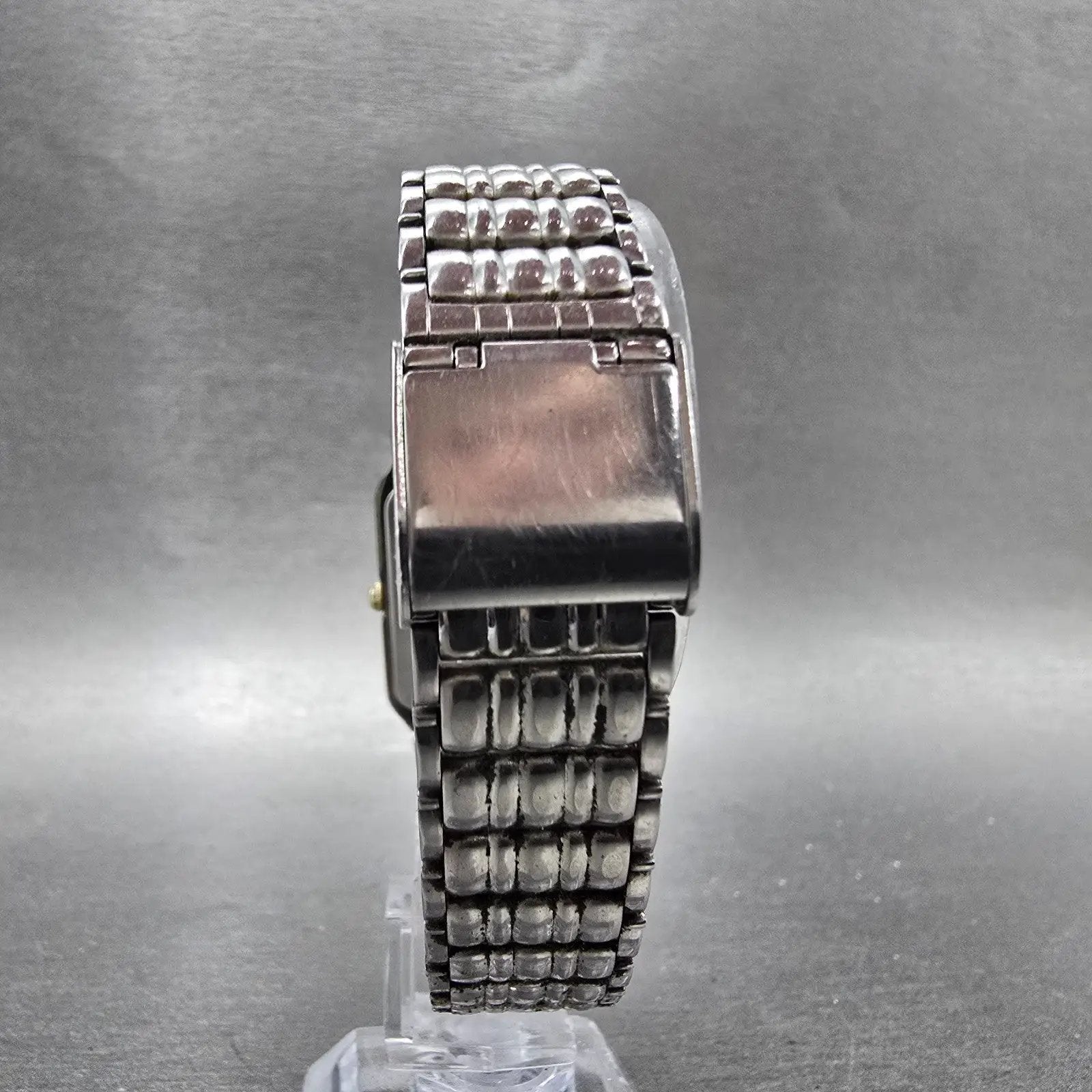 Seiko Tank Watch Men 27mm Silver Dial Two Tone Rectangle V701-5K90 PARTS Vintage8