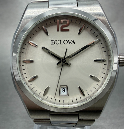 Bulova Watch Women 34mm Gray Dial Silver Tone Date Round 96M126 New Battery0