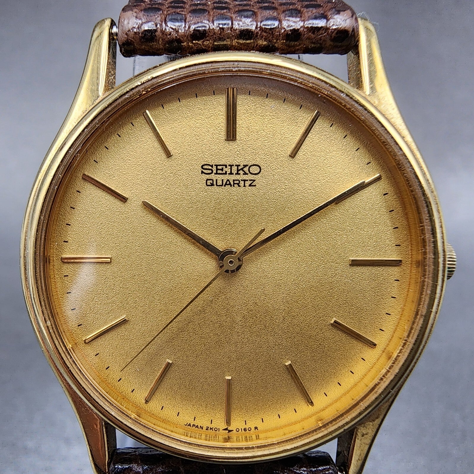 Seiko Watch Men 32mm Gold Dial Gold Tone Round 2K010099 Vinatge PARTS2