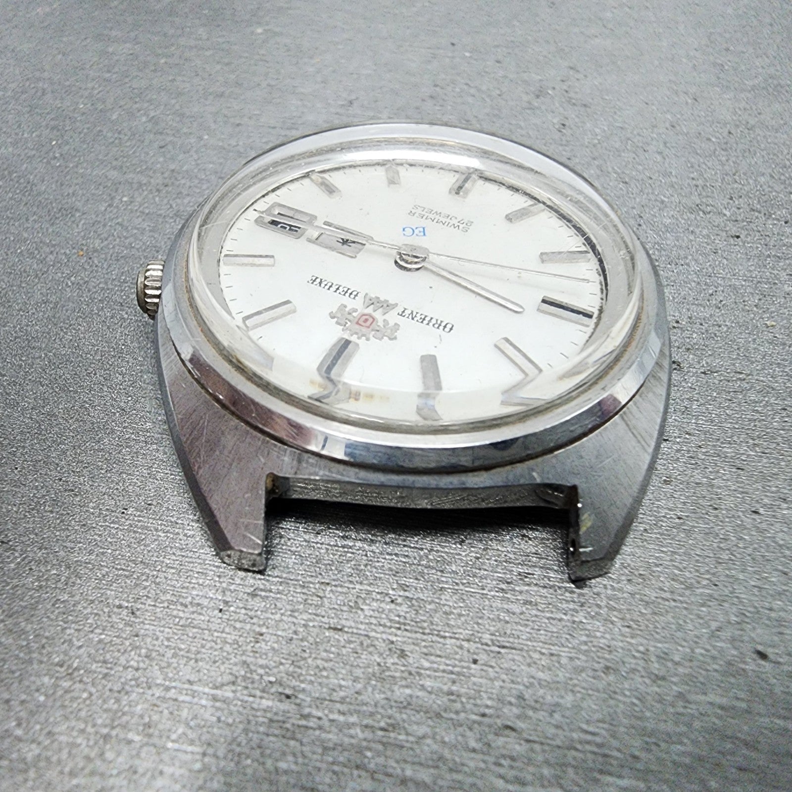 Orient AAA Deluxe Watch Men 36mm White Dial Silver Tone Daydate Automatic PARTS5