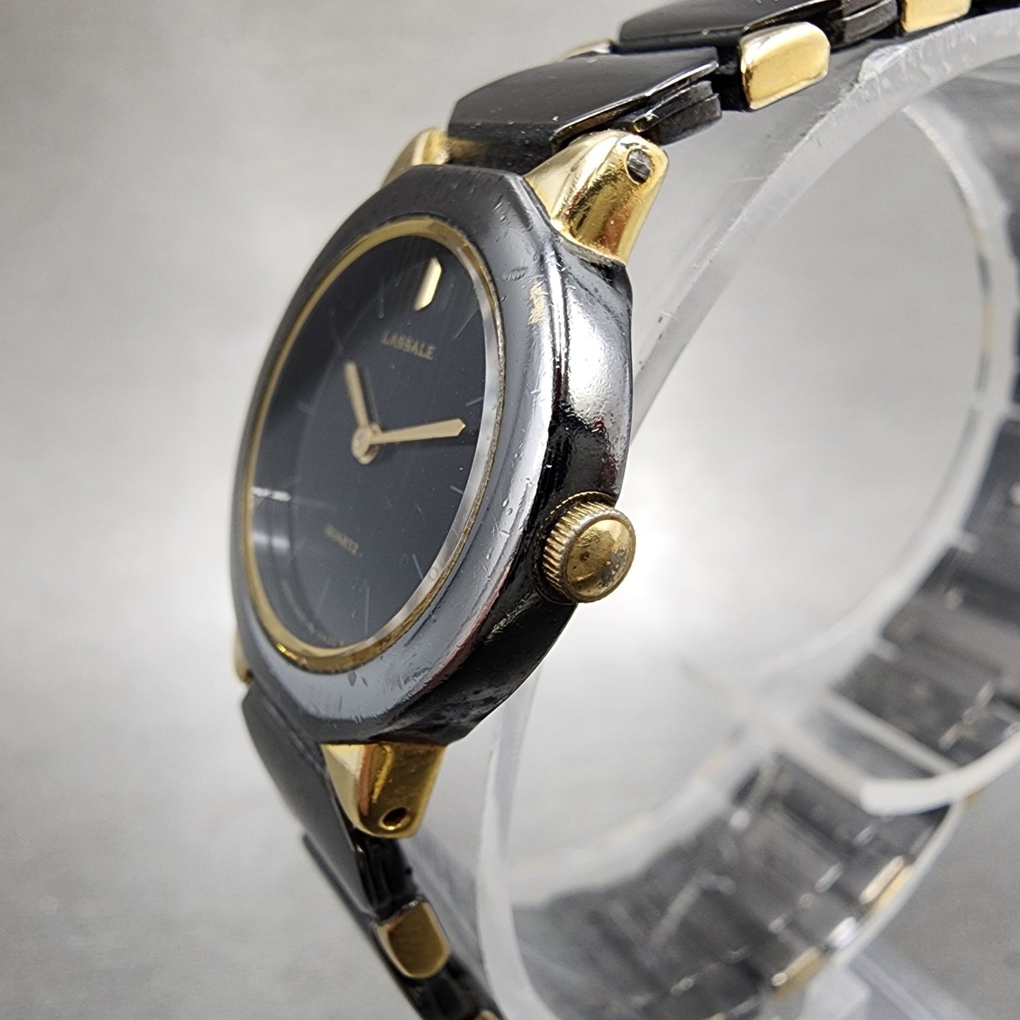 Seiko Lassale Watch Women 22mm Black Dial Black Tone 4n200229 New Battery2