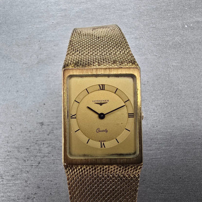 Longines Tank Watch Men 25mm Gold Dial Gold Tone Oval Rectangle L960.2 PARTS0