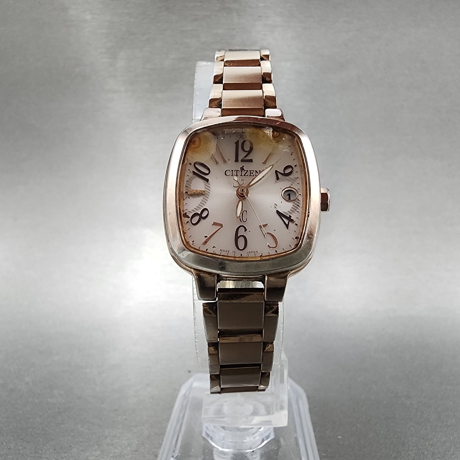 Citizen EcoDrive XC Watch Women 25mm White Dial Rose Gold Date H058 Runs5