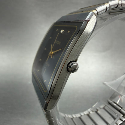 Rado Jubile Watch Men 28mm Black Dial Two Tone Date Rectangle 129.0266.3 NewBat2