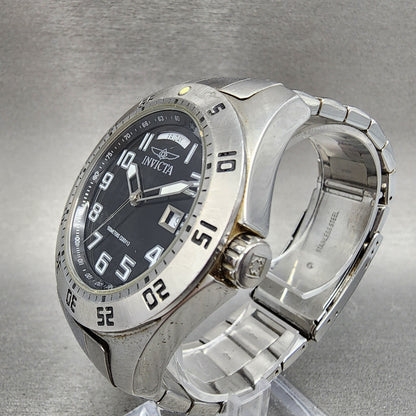 Invicta Watch Men 44mm Black Dial Silver Tone Daydate Round New Battery