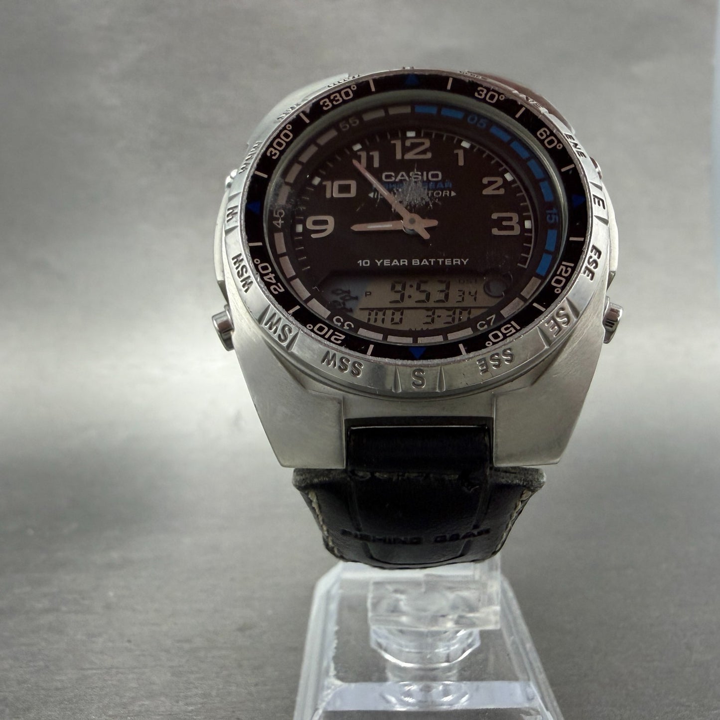 Casio Fishing Gear Watch Men 40mm Black Dial Steel Analog Digital AMW-700 NewBat5