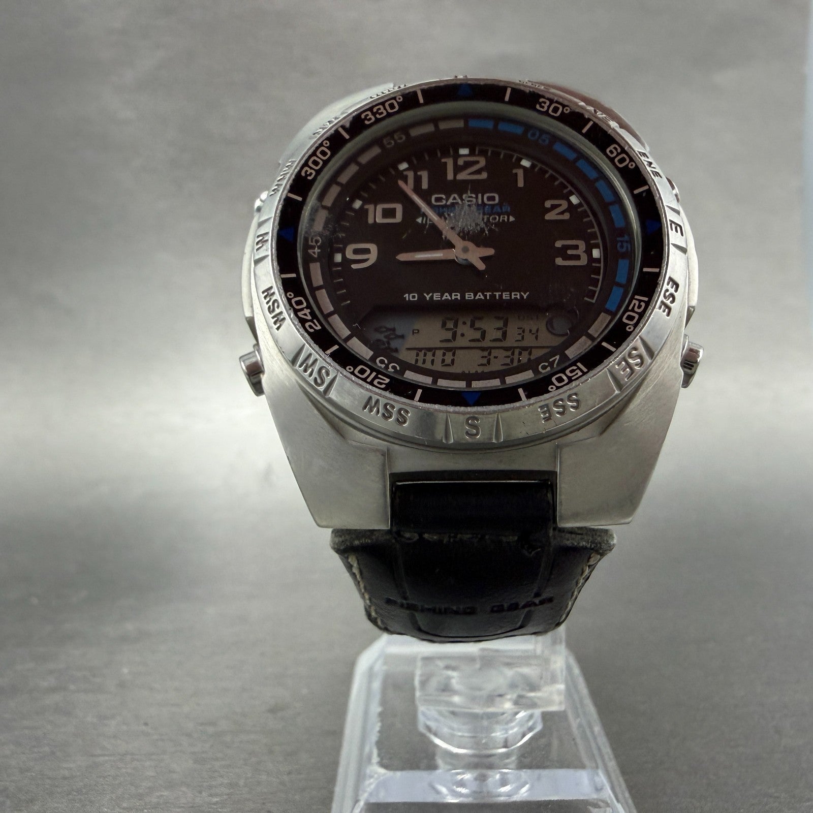 Casio Fishing Gear Watch Men 40mm Black Dial Steel Analog Digital AMW-700 NewBat5