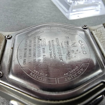 Casio WVA-430J Watch Men 3mm Blue Dial Silver Alarm Chrono WaveCeptor PARTS11