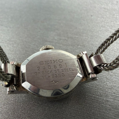 Seiko Watch Women 25mm Silver Dial Silver Tone Oval Manual 11-7380 Runs Vintage9