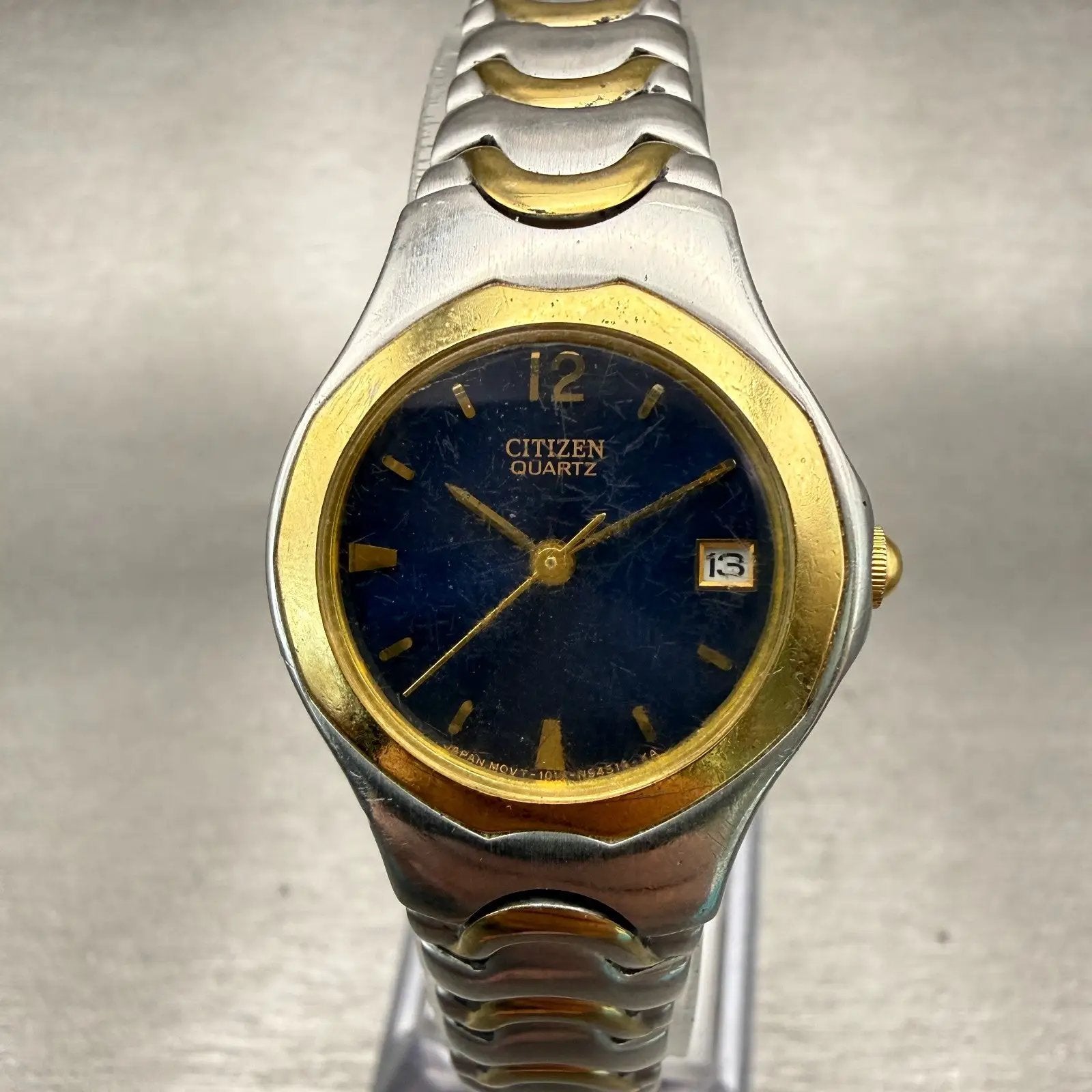 Citizen Watch Women 25mm Blue Dial Two Tone Date Round 1012-S76183 New Battery0