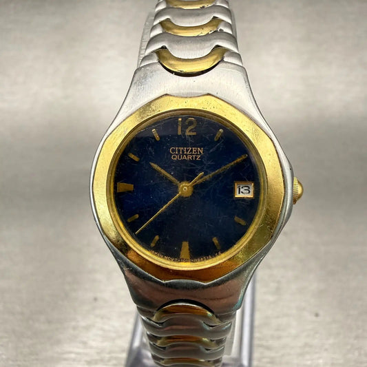 Citizen Watch Women 25mm Blue Dial Two Tone Date Round 1012-S76183 New Battery0