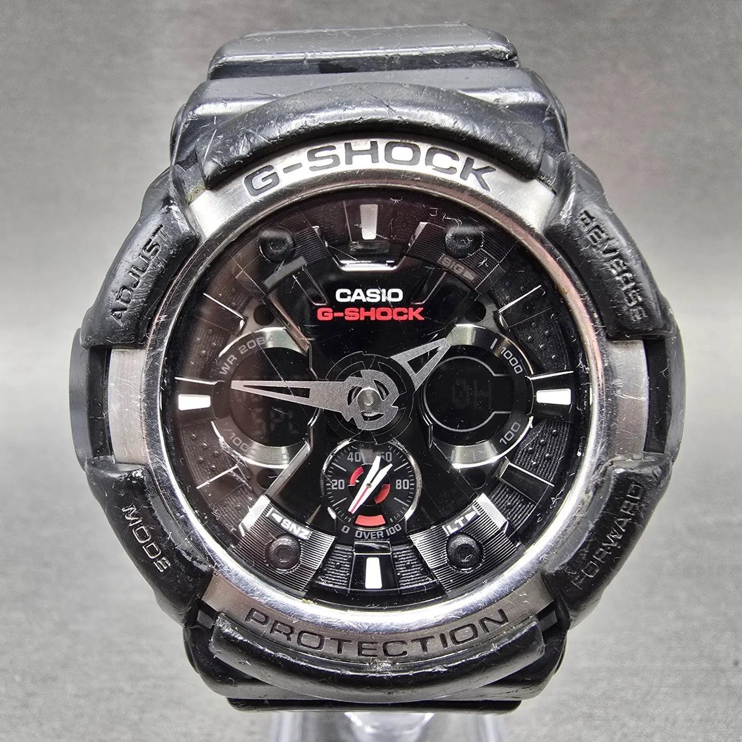 Casio G-Shock GA-200 Watch Men 52mm Black Silver Alarm Chronograph New Battery0