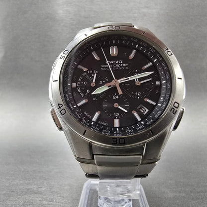 Casio Waveceptor WVQ-M410 Watch Men 43mm Black Dial Silver Date Solar Runs JDM5