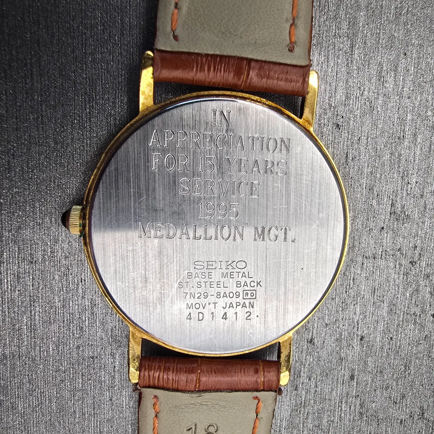 Seiko Watch Men 34mm Ivory Dial Gold Tone Date Round 7N29-8A09 New Battery LP10