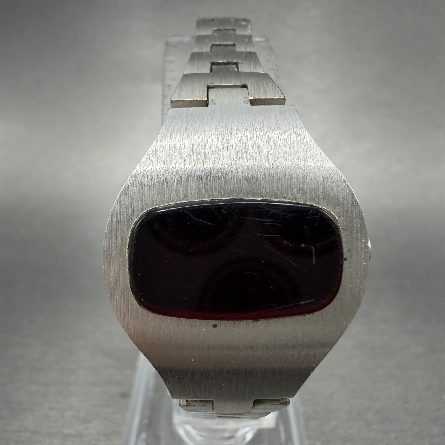 Hamilton Red Led Watch Women 24mm Digital Silver Tone Oval 992976 PARTS0