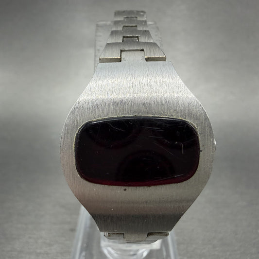 Hamilton Red Led Watch Women 24mm Digital Silver Tone Oval 992976 PARTS0