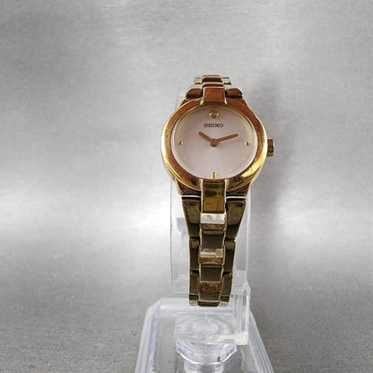 Seiko Watch Women 20mm White Dial Gold Tone Round 1N000GM0 New Battery5