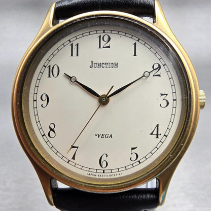 Citizen Vega Junction Watch Men 33mm White Dial Gold Tone 6A31-K02864 New Batt1