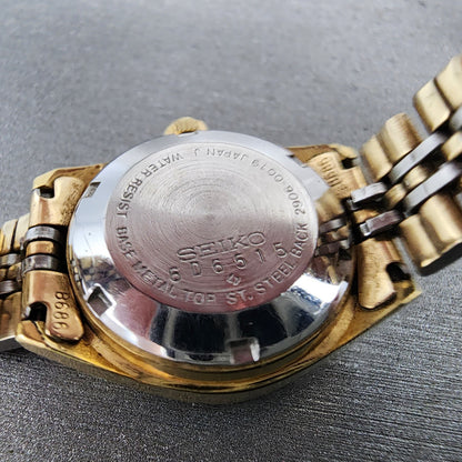 Seiko Automatic Watch Women 24mm Silver Dial Gold Plated Daydate Round Runs VTG9