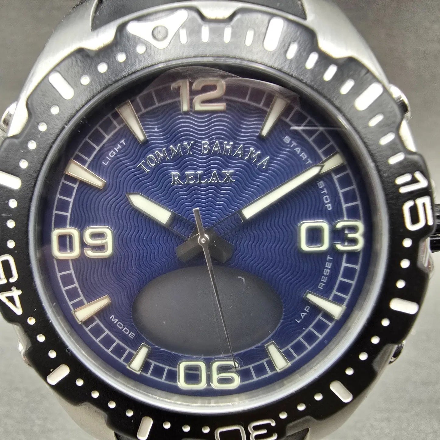 Tommy Bahama Relax Dive Watch Men 43mm Blue Dial Steel Ana Digi RLX1004 PARTS1