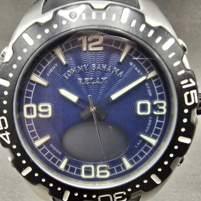 Tommy Bahama Relax Dive Watch Men 43mm Blue Dial Steel Ana Digi RLX1004 PARTS1