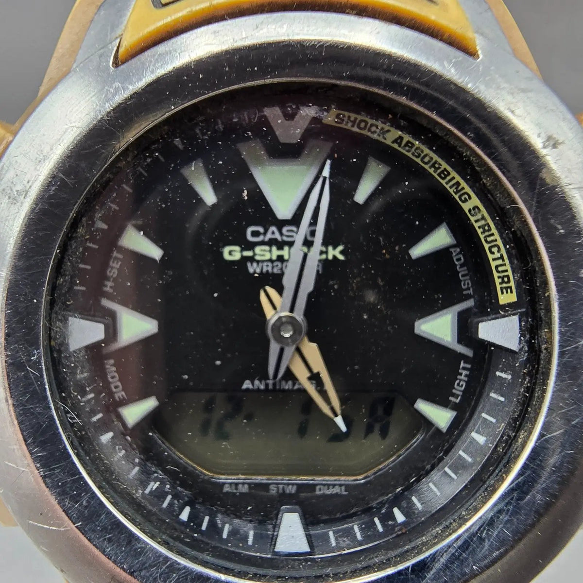 Casio G-Shock G-200 Watch Men 47mm Brown Silver Alarm Chronograph New battery1