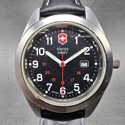 Victorinox Swiss Army Garrison Watch Women 34mm Black Dial Steel Date New Batt P0