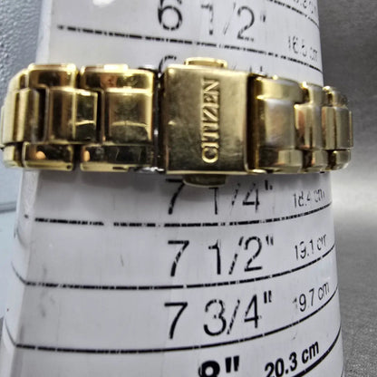 Citizen Eco-Drive Watch Women 26mm MOP Dial Gold Tone Date E013-S076404 Runs10