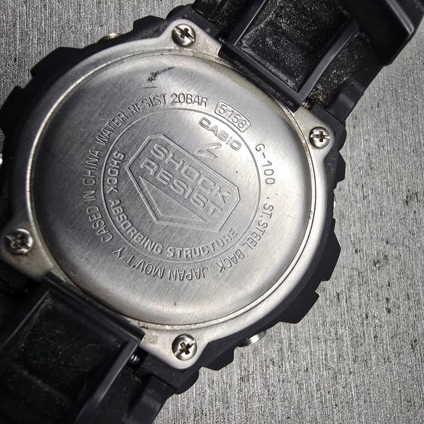 Casio G-Shock G-100 Watch Men 47mm Black Dial Black Tone Chrono Alarm New Batt J10