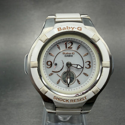Casio Baby-G Watch Women 38mm White Dial Silver Tone Analog Digital Solar ABC0