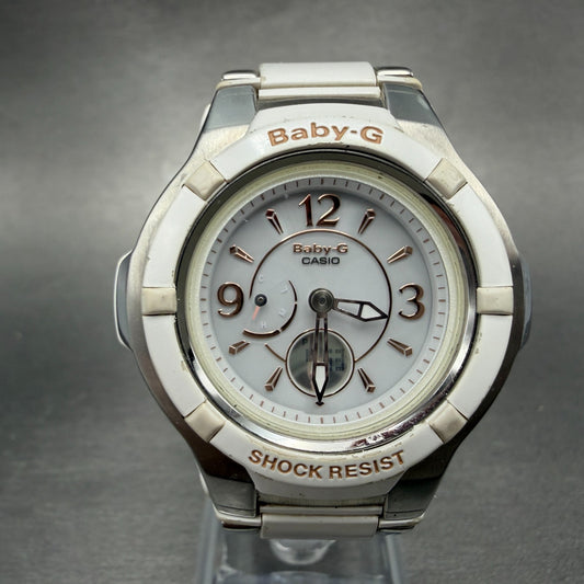 Casio Baby-G Watch Women 38mm White Dial Silver Tone Analog Digital Solar ABC0