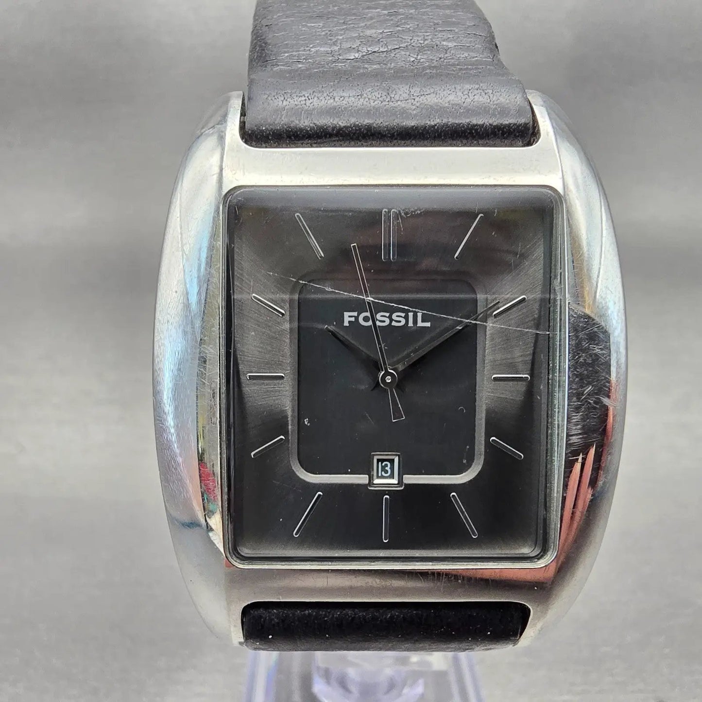 Fossil Arkitekt Watch Men 35mm Gray Dial Silver Tone Date FS-3042 New Battery1