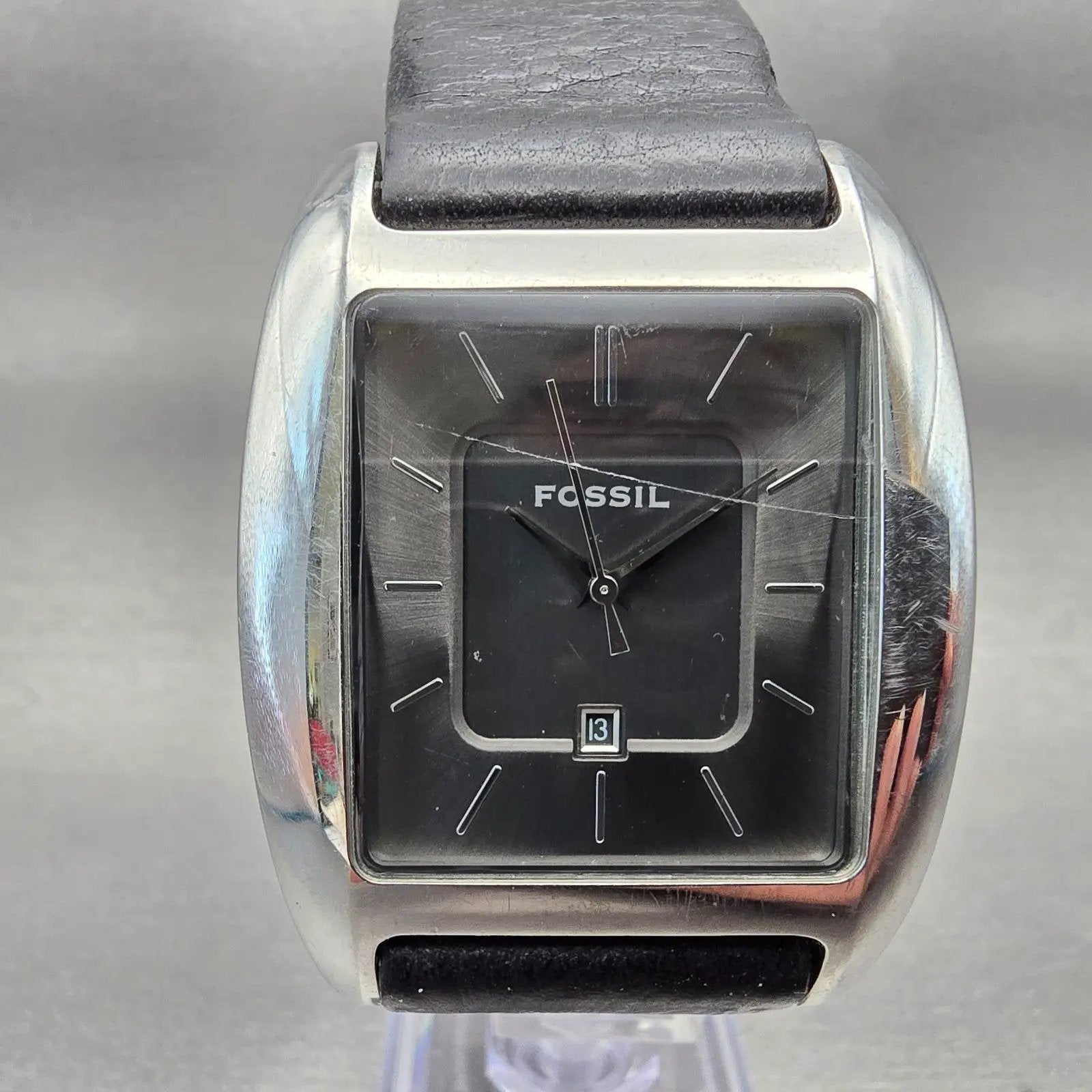 Fossil Arkitekt Watch Men 35mm Gray Dial Silver Tone Date FS-3042 New Battery1