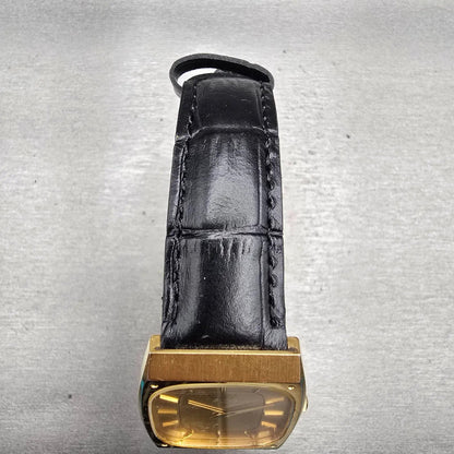 Seiko Watch Men 28mm Gold Dial Gold Tone Rectangle 8620-5029 New Battery Vintage4