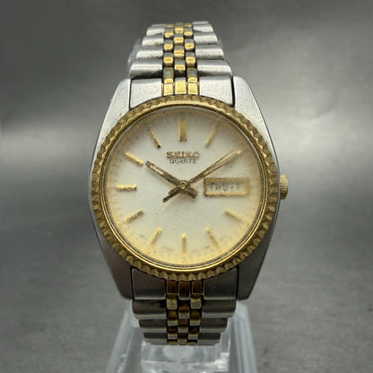 Seiko Watch Women 25mm White Dial Two Tone Daydate Round 7n83-0041 New Batt NM8211