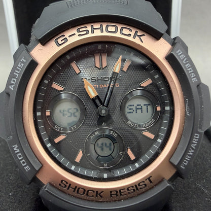 Casio G-Shock AWG-M100SF Watch Men 47mm Black Rose Gold Alarm Chrono Works Solar1